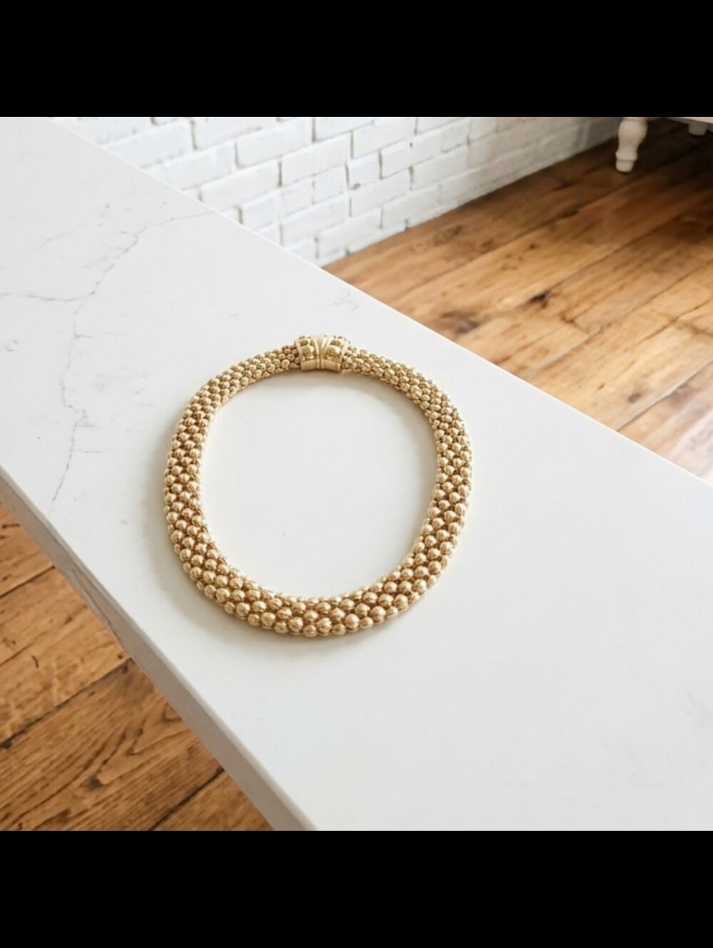 Gold Multi-Strand Beaded Collar Necklace - Women's Jewelry